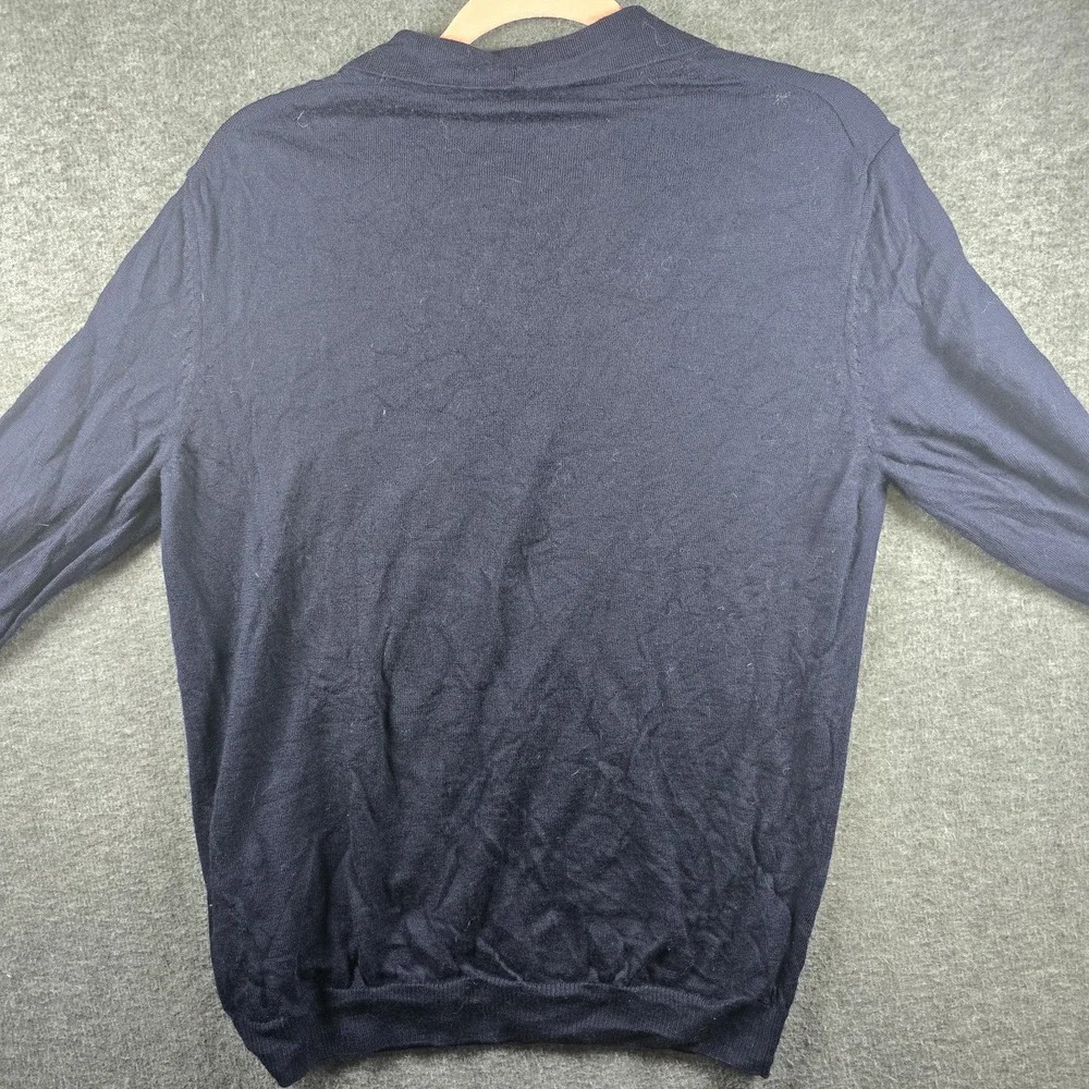 Hugo Boss Knit Polo Sweater Men L Virgin Wool Navy Blue 100%‎ Wool 50298478